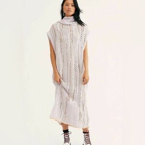 New $248 Free People Alpaca Pirouette Sweater Dress  Sugar Plum Combo large